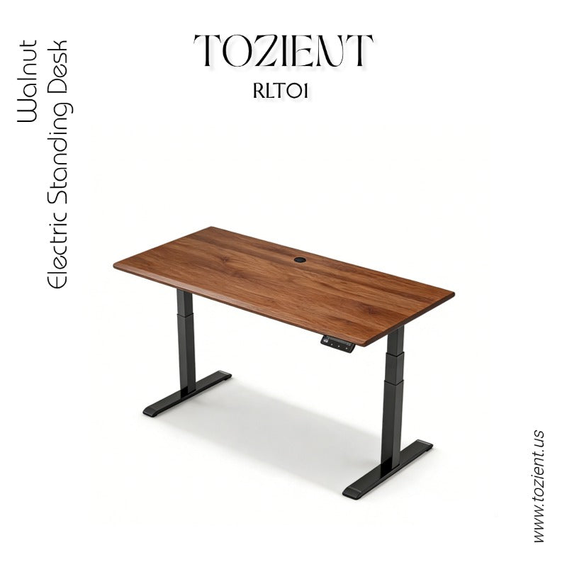 Tozient RLT01 Single-motor Electric Standing Desk - Bevel Edge, Walnut