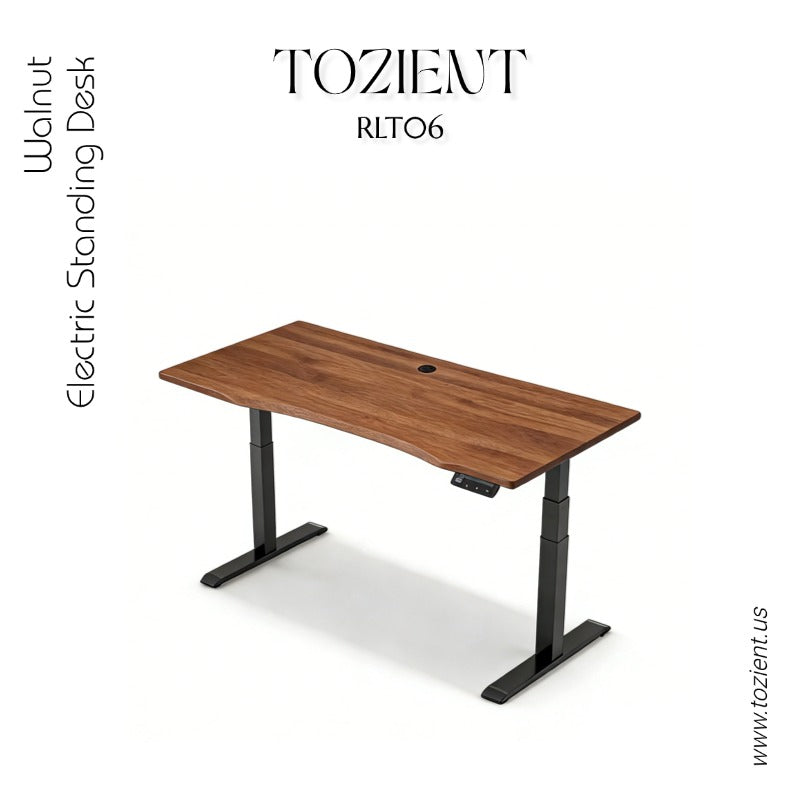 Tozient RLT06 Dual-motor 2-stage Electric Standing Desk - Inner Arc Bevel Edge, Walnut