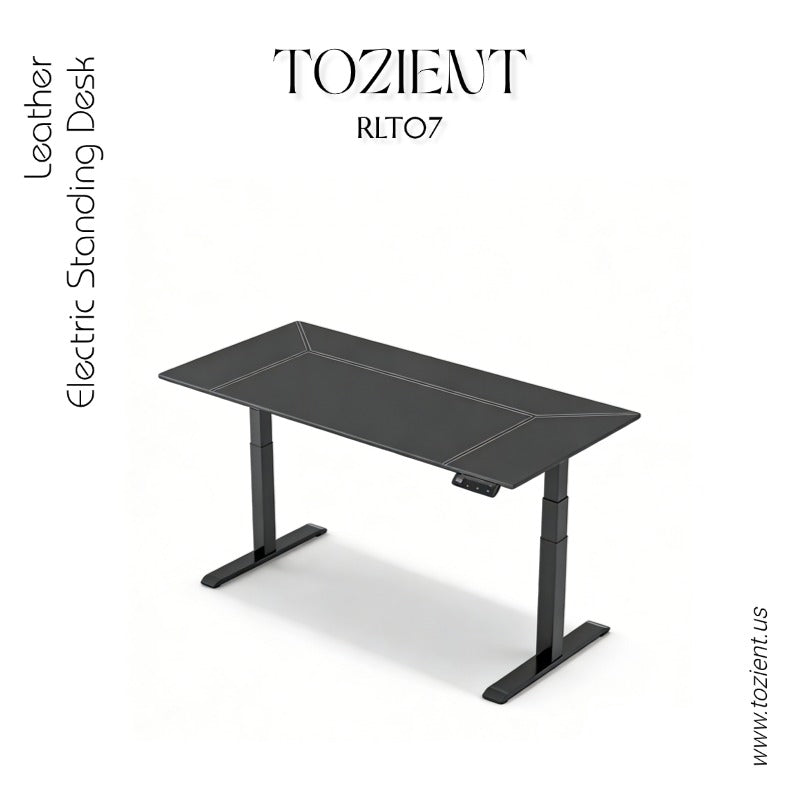 Tozient RLT07 Dual-motor 3-stage Electric Standing Desk - Bevel Edge, Saddle leather