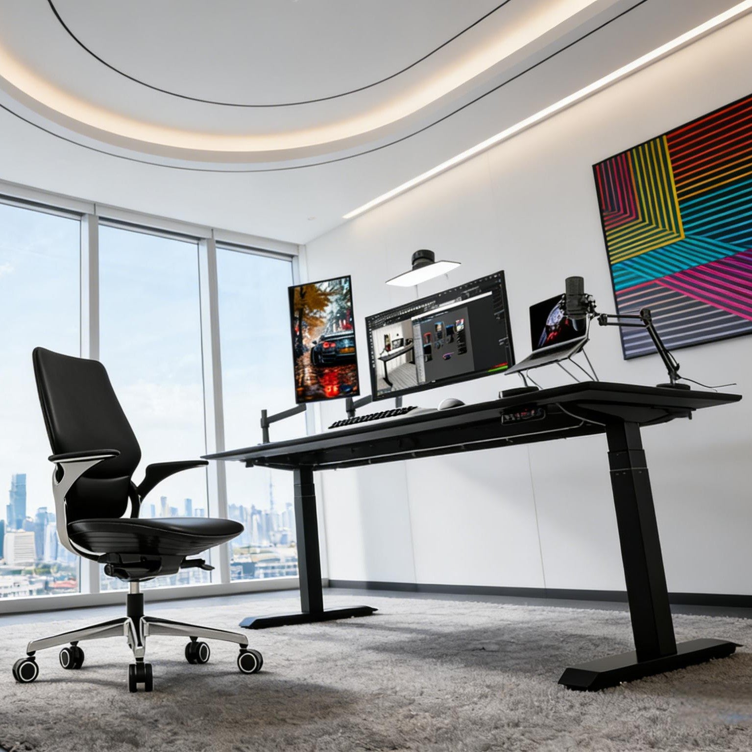 Tozient RLT07 Dual-motor 3-stage Electric Standing Desk - Bevel Edge, Saddle leather