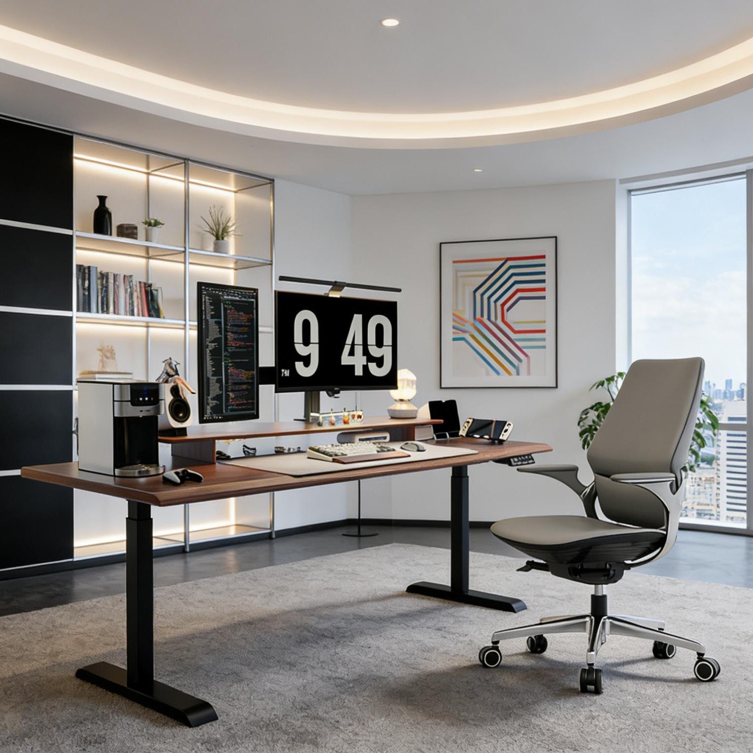 Tozient RLT01 Single-motor Electric Standing Desk - Bevel Edge, Walnut