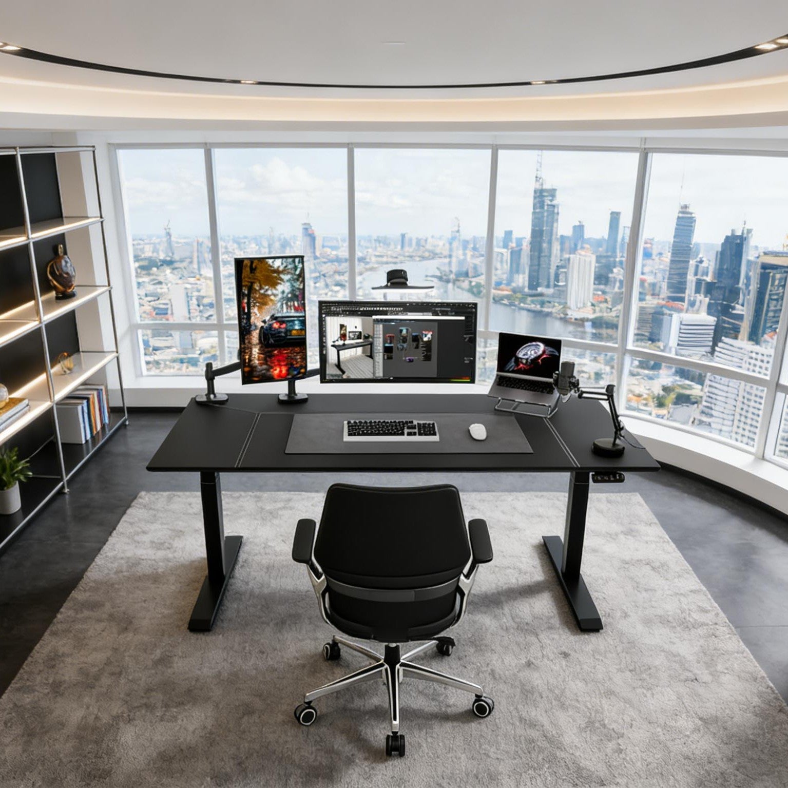 Tozient RLT07 Dual-motor 3-stage Electric Standing Desk - Bevel Edge, Saddle leather