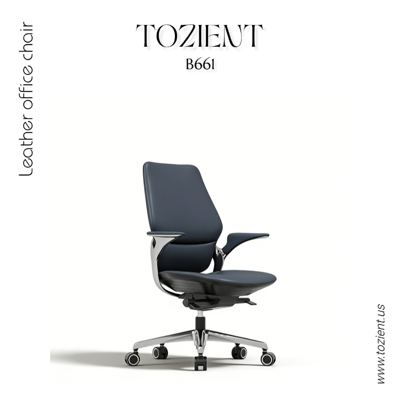Tozient B661 Navy & Grey Leather office chair - Morden office chair, Meeting chair