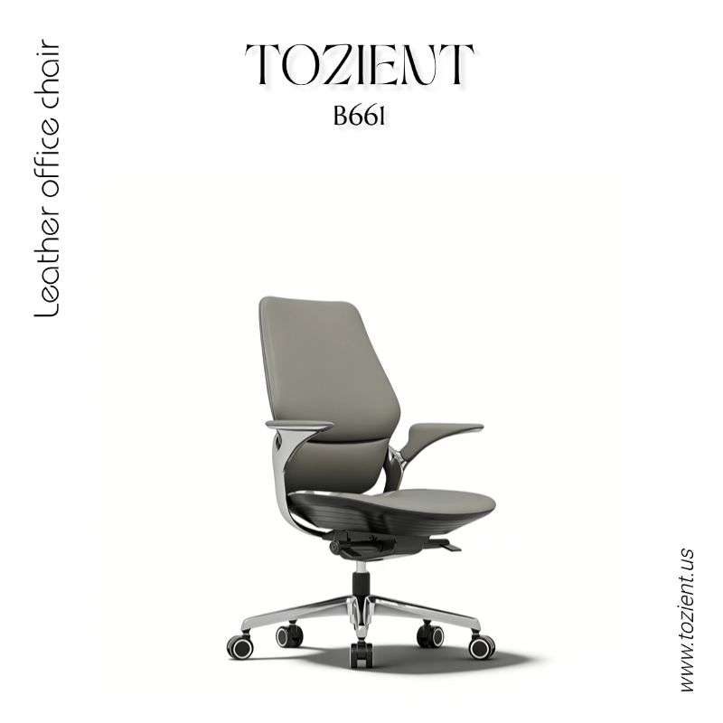 Tozient B661 Navy & Grey Leather office chair - Morden office chair, Meeting chair